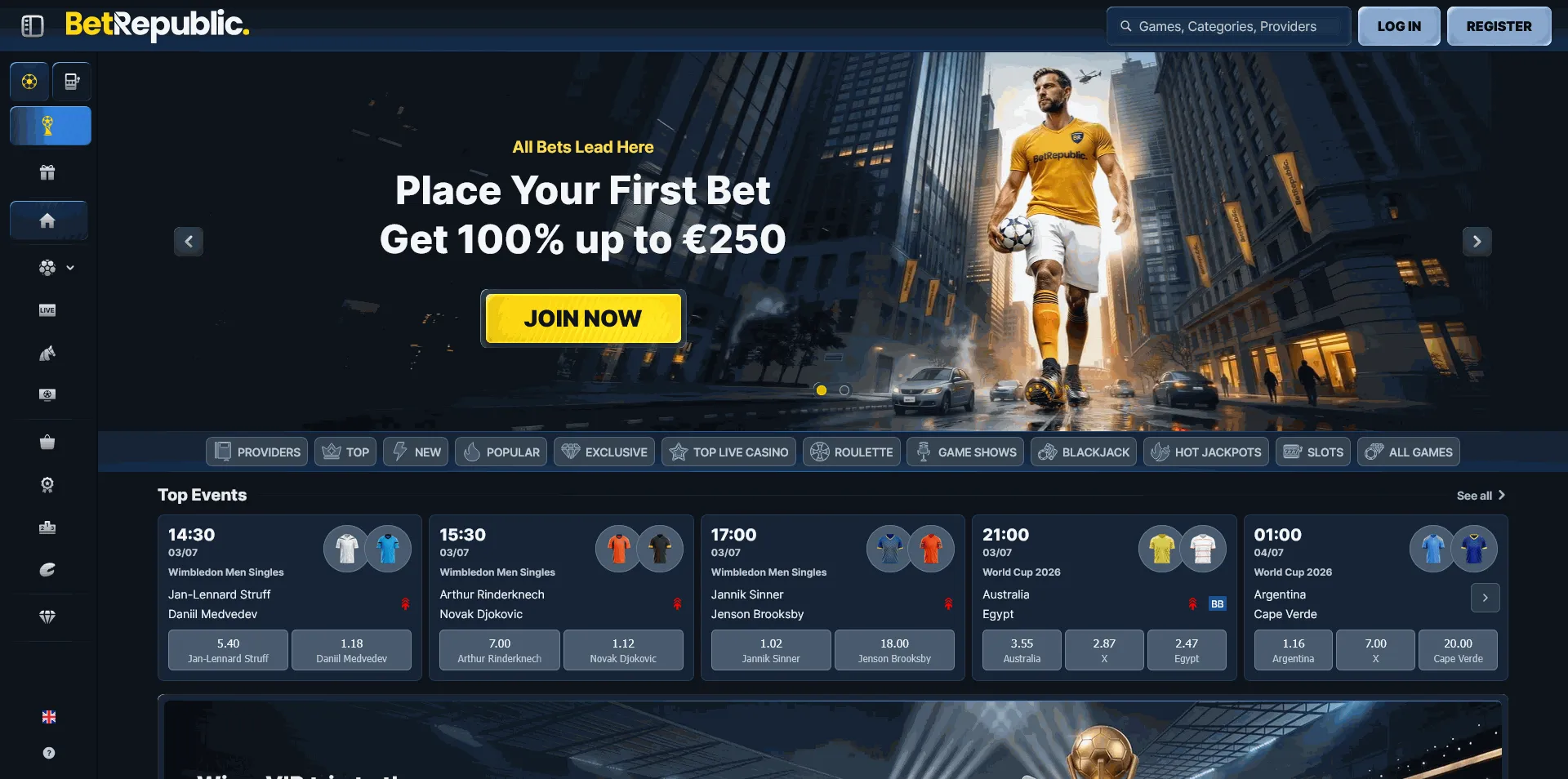 BetRepublic casino offers BetRepublic EU online casino homepage